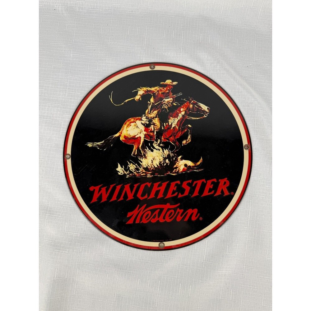 Ande Rooney Round 11" Western Rider Enameled Sign